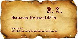 Mantsch Krisztián névjegykártya